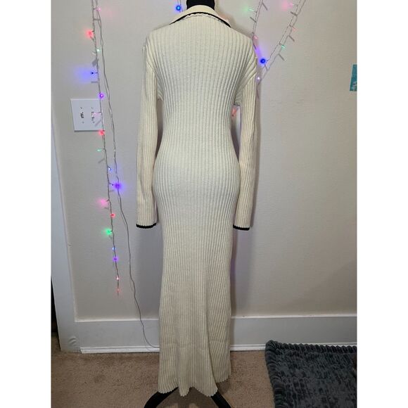 Commense Women's XL Ribbed Knit Sweater Dress Long Sleeve Collared - Picture 3 of 7